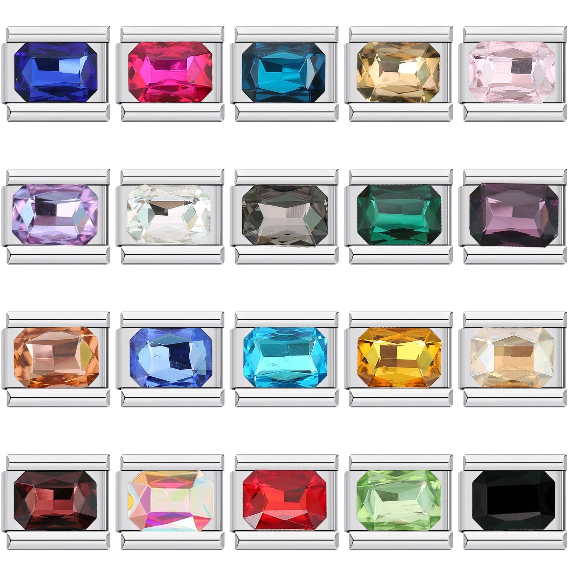 Wholesale Modular Bracelet DIY Watch Strap Octagonal Rhinestone Original Design DIY Italian Charms Bracelet