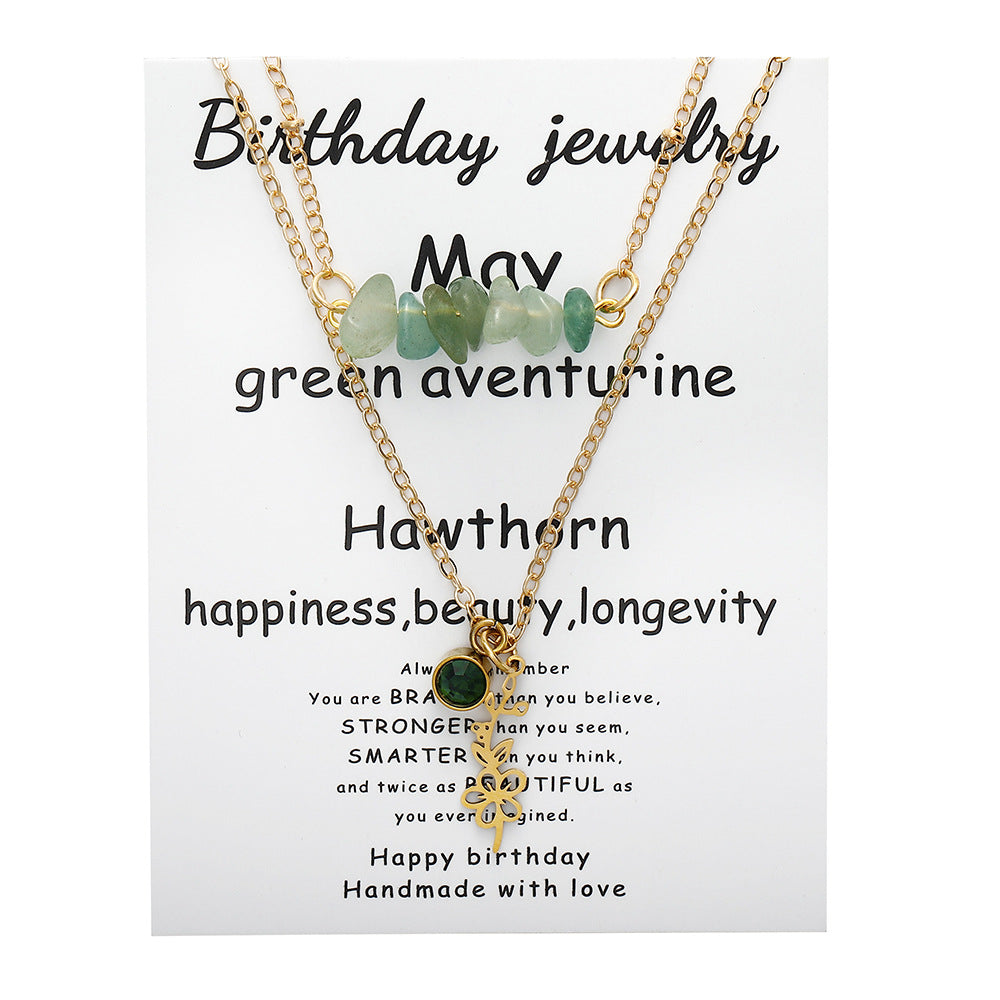 Wholesale  multi-layer green gold gravel necklace