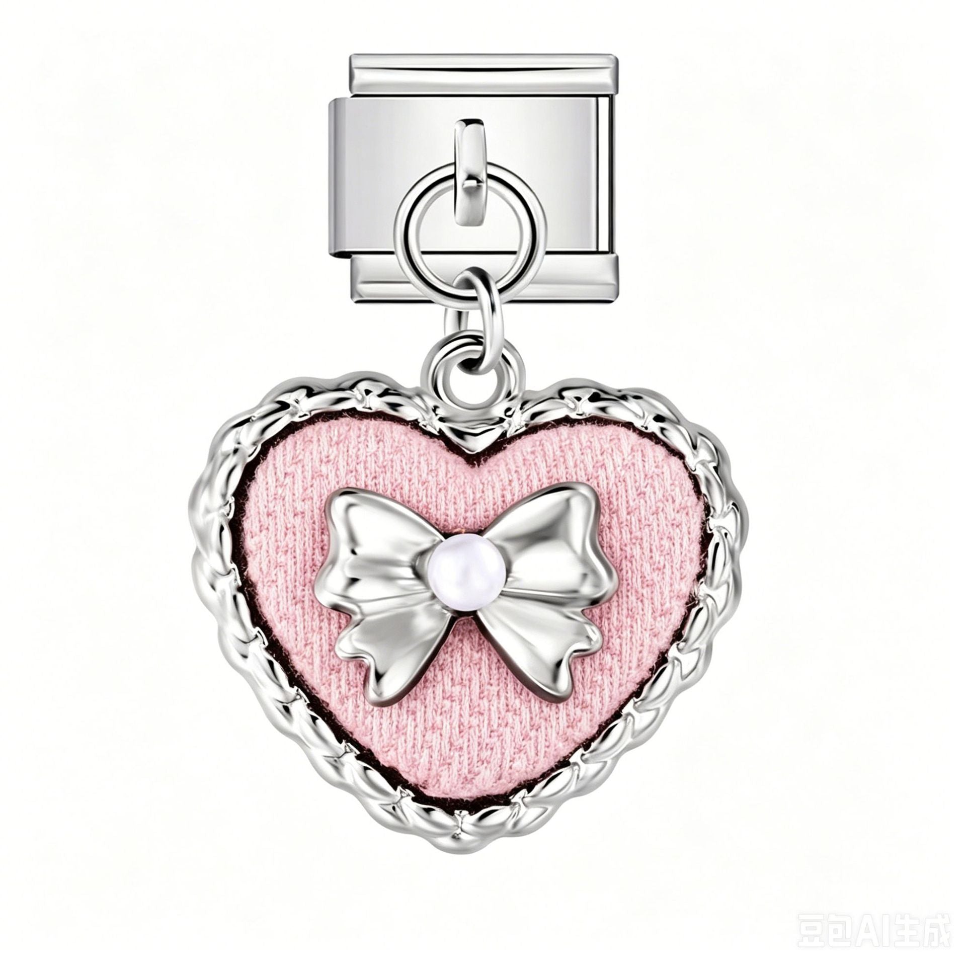 Wholesale Stainless Steel Italian Style Modular Bracelet with Pink Pendant and Elastic Band - Fashion Accessory