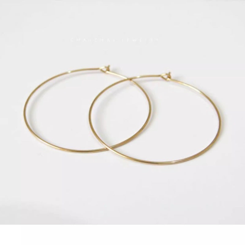Wholesale ultra-thin exaggerated ultra-light 14k gold-plated large earrings