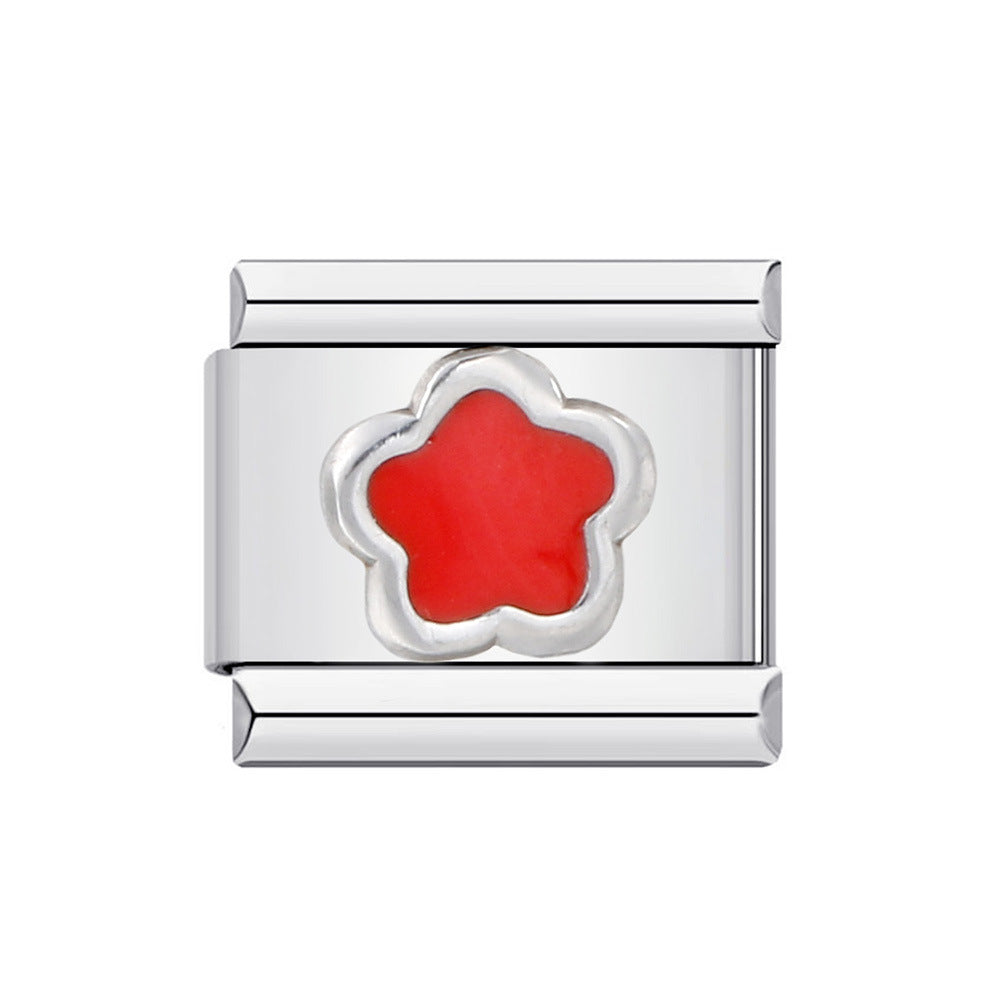 Wholesale Italian Charm Bracelet  pink English letters DIY Stainless Steel Composable Bracelet