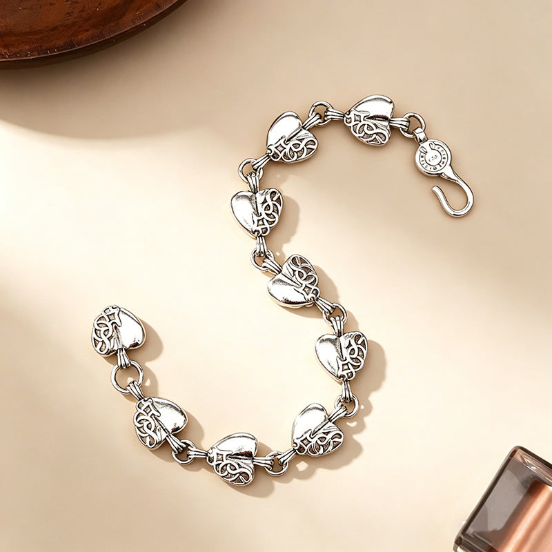 Wholesale Retro Love Heart Bracelet - Stylish Unisex Fashion Accessory for Gift or Boutique Resale