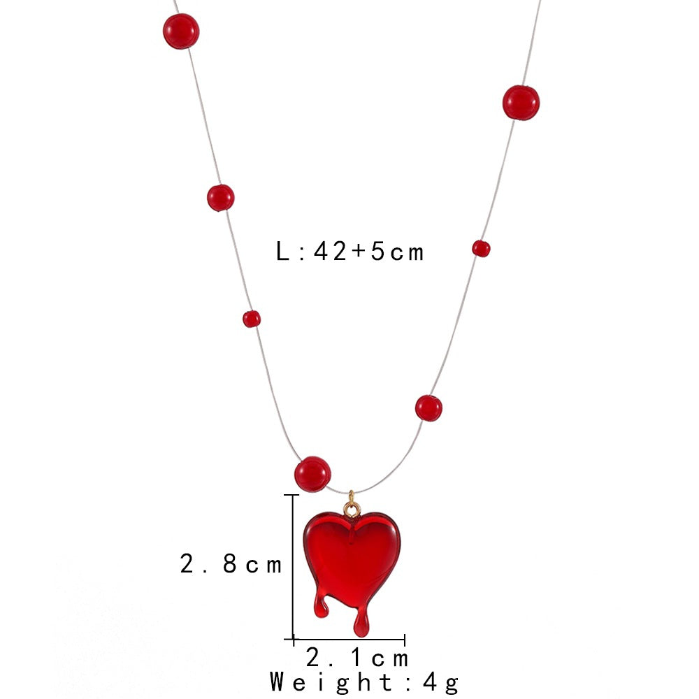 Wholesale Halloween Red love blood drop bead necklace