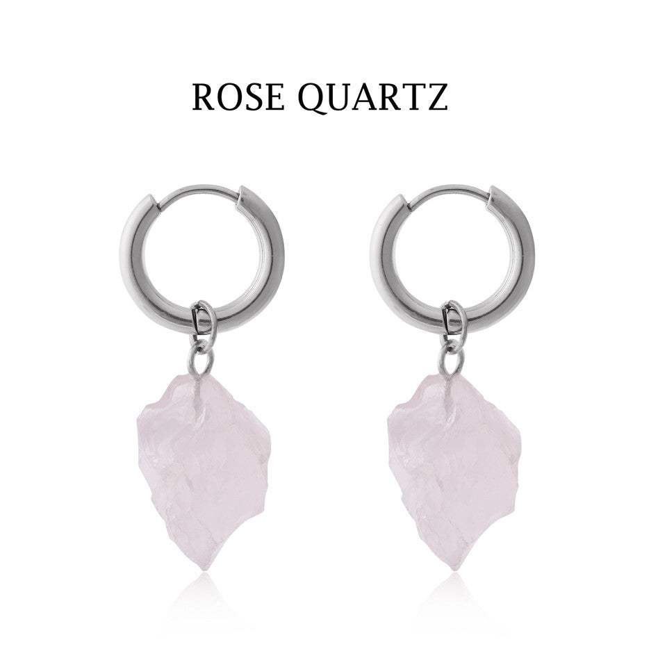 Wholesale Natural Stone Crystal Stainless Steel Earrings