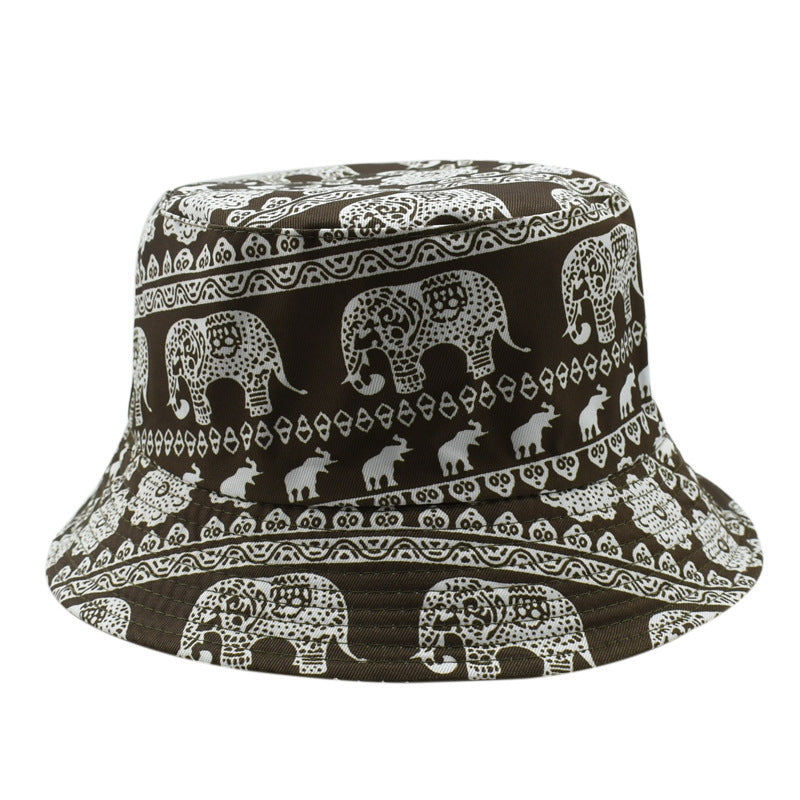 Wholesale  cartoon animal retro fisherman hat printed double-sided  sunshade hat
