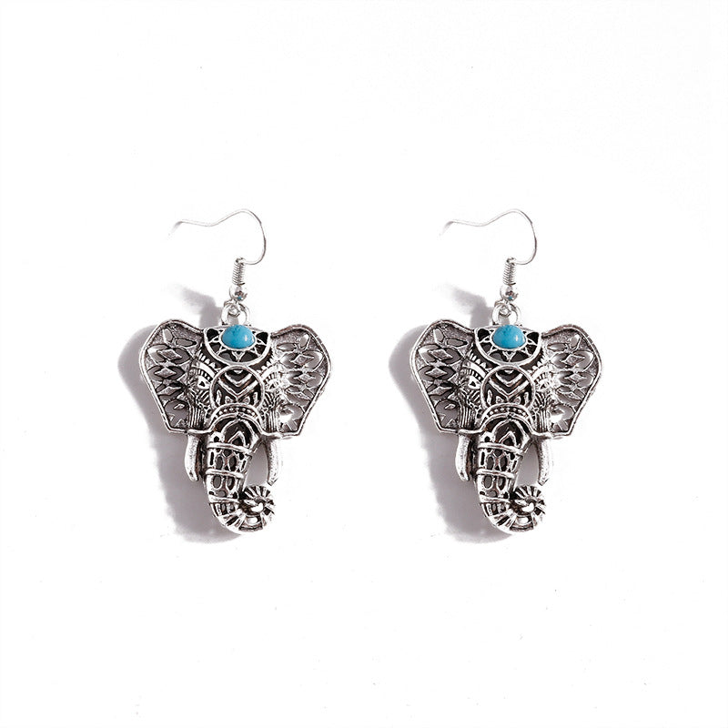 Wholesale Vintage Bohemian Elephant Turquoise Earrings ACC-ES-YueSen006