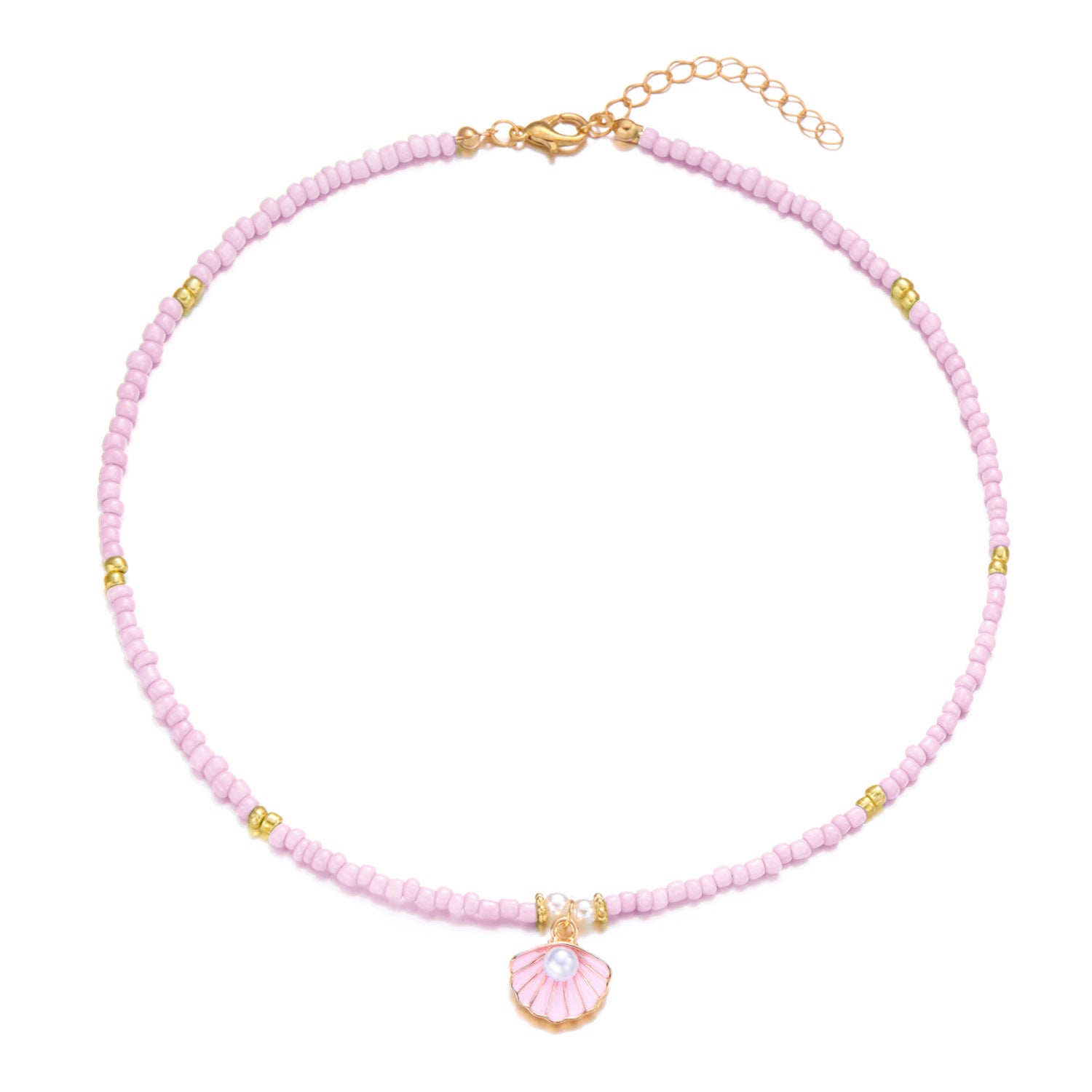 Wholesale summer rice beads necklace  shell rice beads short necklace