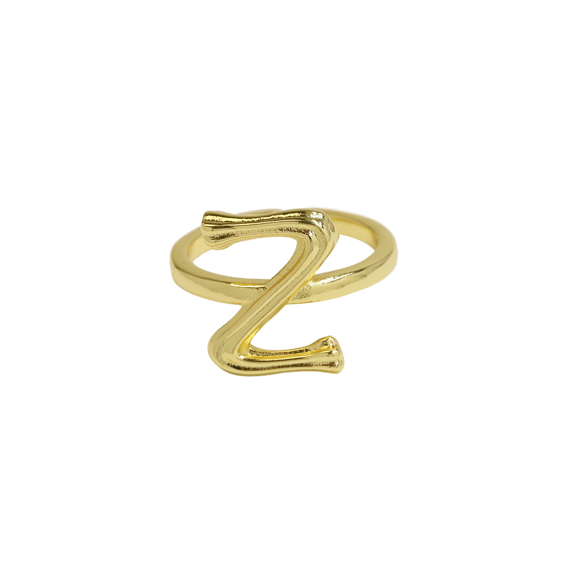 Wholesale  Golden Bamboo Bamboo Simple 26 English Letters Open Ring