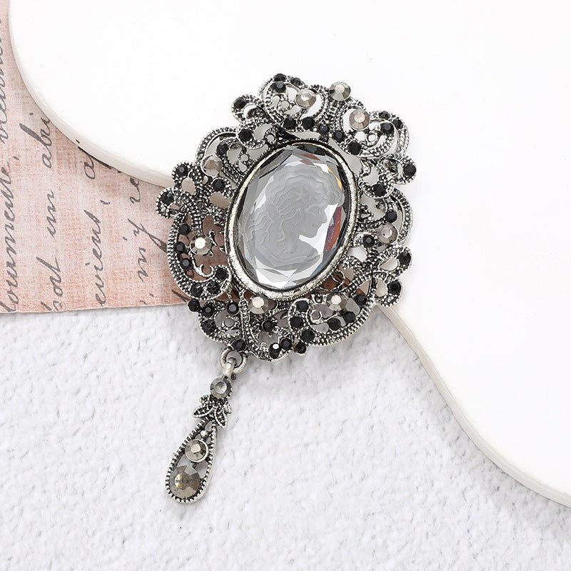 Wholesale  Diamond Pearl Flower Sun God flower brooch gem pendant