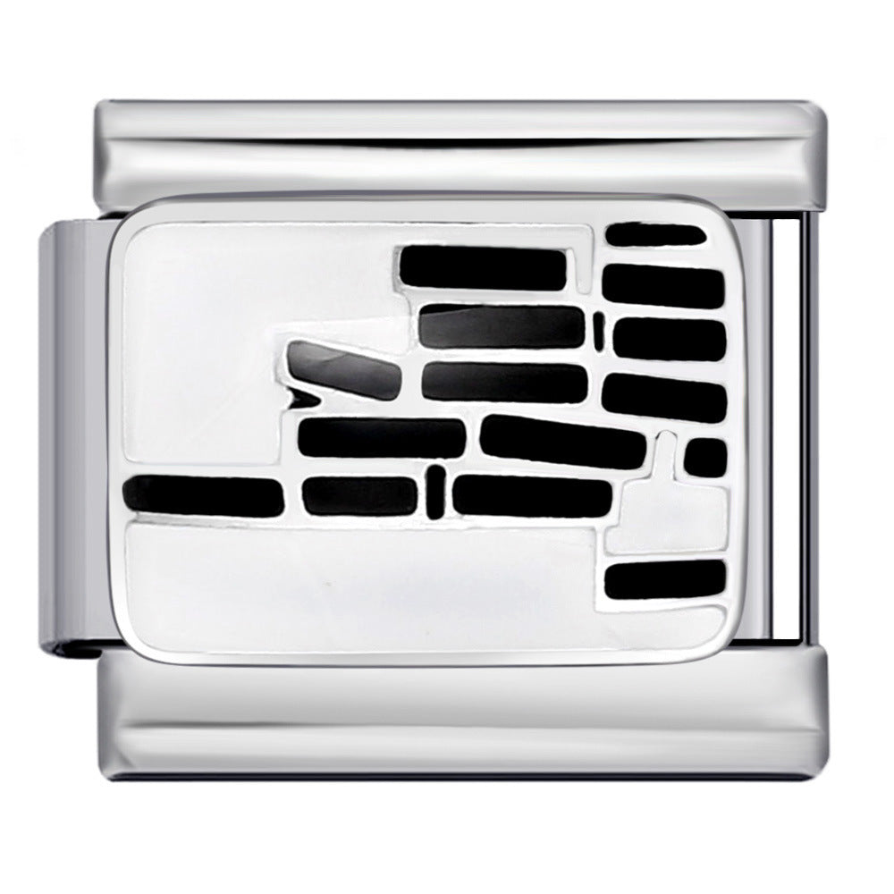 Wholesale 2pcs/pack  Italian Charm Bracelet 9mm DIY Splicing Creative Pattern Stainless Steel Composable Bracelet