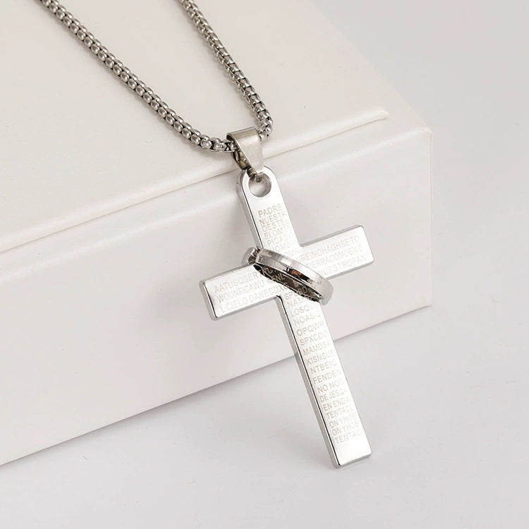 Wholesale Titanium Steel  Cross Necklace  Hip-Hop All-Match Pendant Necklaces