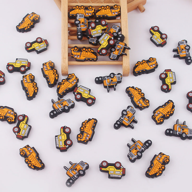 Wholesale 5pcs Cartoon Car Silicone Beads Focal Beads DIY Bead Accessories ACC-BDS-GuangTian045