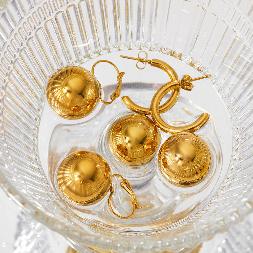 Wholesale gold ball pendant stainless steel earrings