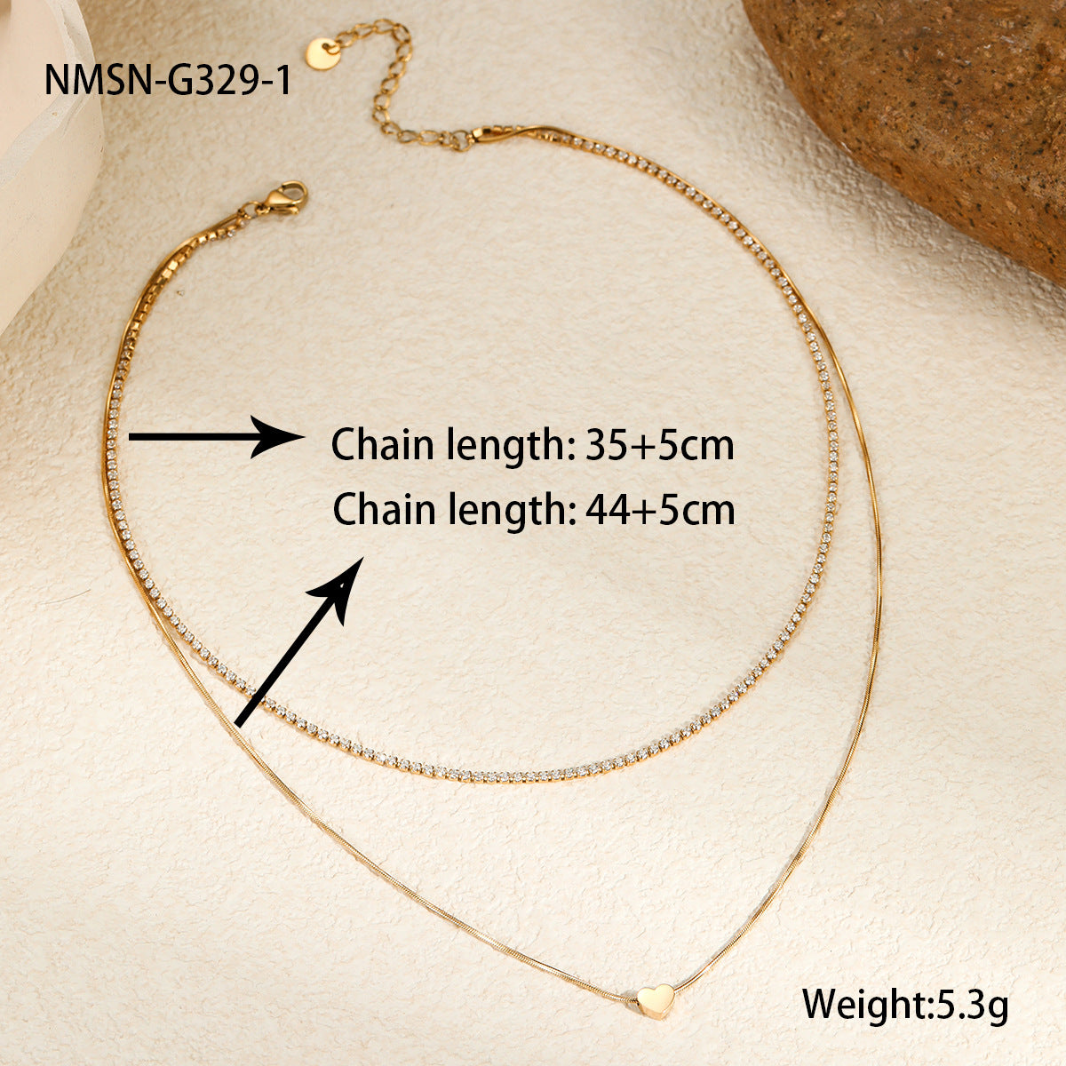 Wholesale Stainless steel Clavicle Chain Plated with 18K Gold Heart-shaped Necklace