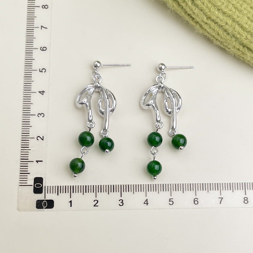 Wholesale Retro Green Oil Drop Flower Earrings