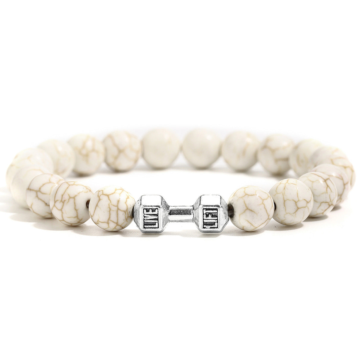 Wholesale Handmade Yoga Dumbbell Bracelet White Turquoise Beads Adjustable Unisex Fashion Accessory Gift Boutique Resale