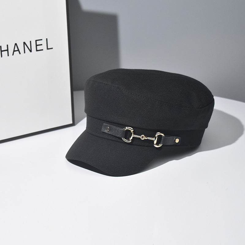 Wholesale Chic Casual Beret Hat Black Flat Top Cap With Curved Brim Breathable Everyday Fashion Accessory