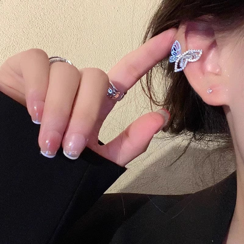 Wholesale  Light Luxury  Glittering Zircon Butterfly Ear Clip Earrings