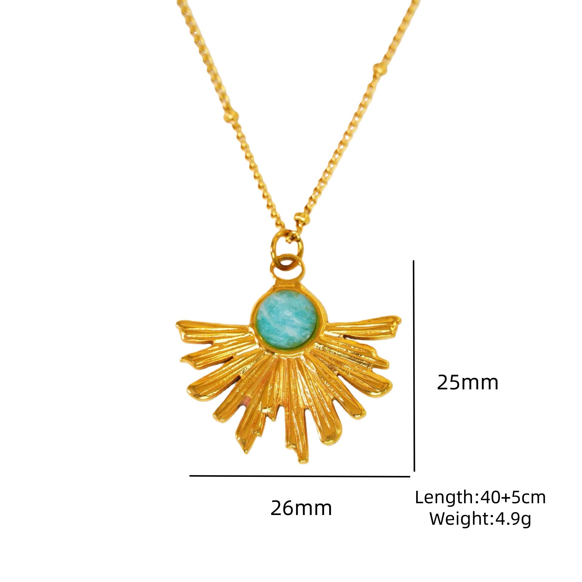 Wholesale Light Luxury Blue Tianhe Stone 14K Gold Plated Titanium Steel Necklace,  Fashion Jewelry Accessory Gift