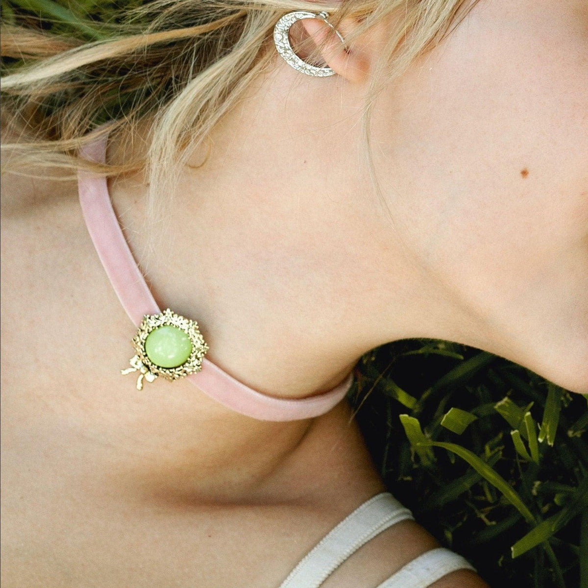 Wholesale  Natural Stone Agate Copper Trim Clavicle Chain