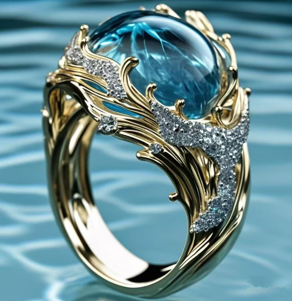 Wholesale  Ocean Series Wave Resin Ring