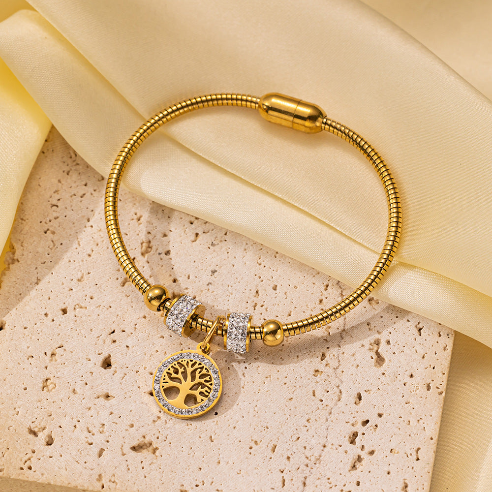 Wholesale Light Luxury Bracelet Gold Plated Bracelet Butterfly Pearl Flower Bracelet Titanium Steel Bracelets ACC-BT-Tais004