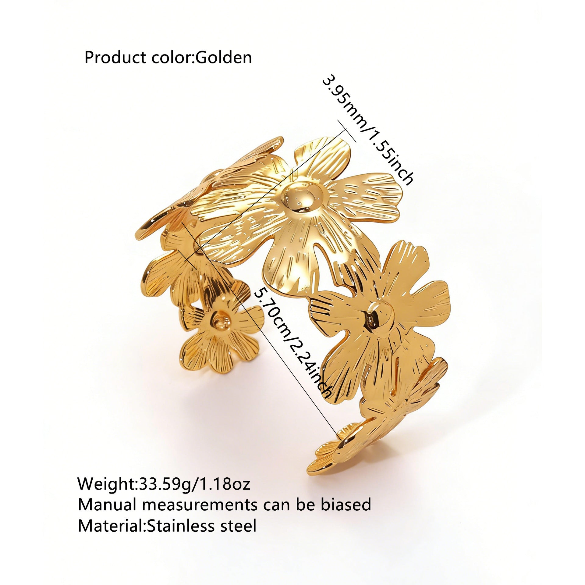 Wholesale Light Luxury Stainless Steel Open Cuff Bracelet with Cutout Design
