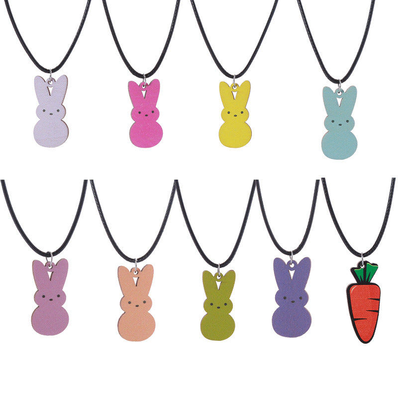 Wholesale Easter Bunny Wooden Earrings Necklaces