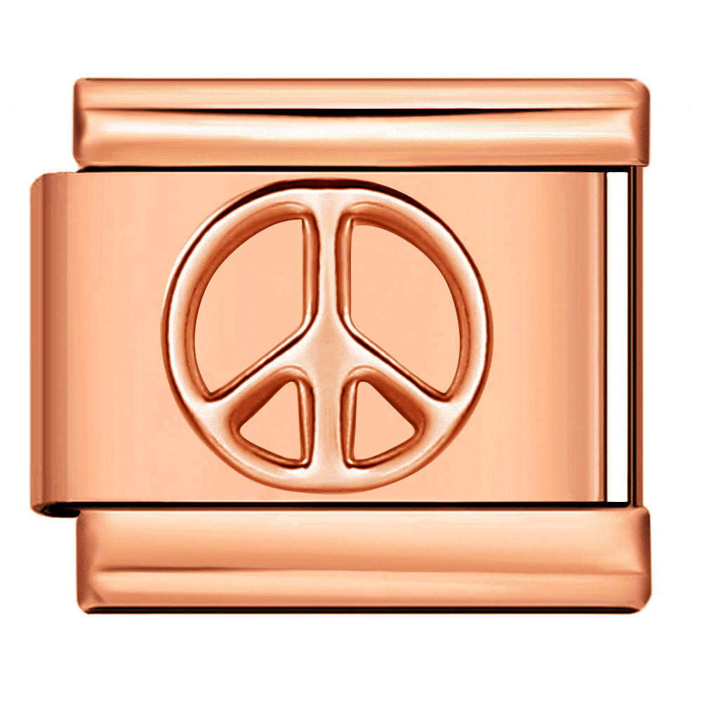 Wholesale Italian Charm Bracelet 9mm DIY Splicing Rose Gold Series Stainless Steel Composable Bracelet