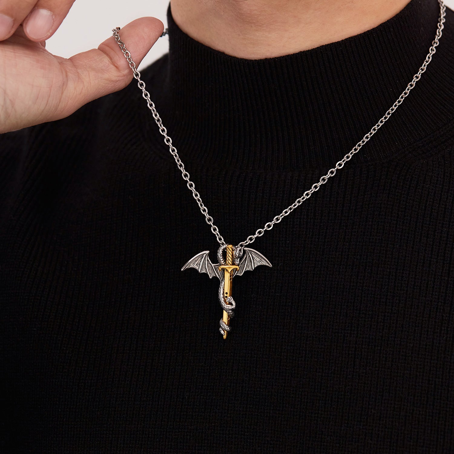 Wholesale Dragon Pendant  Titanium Steel Necklace