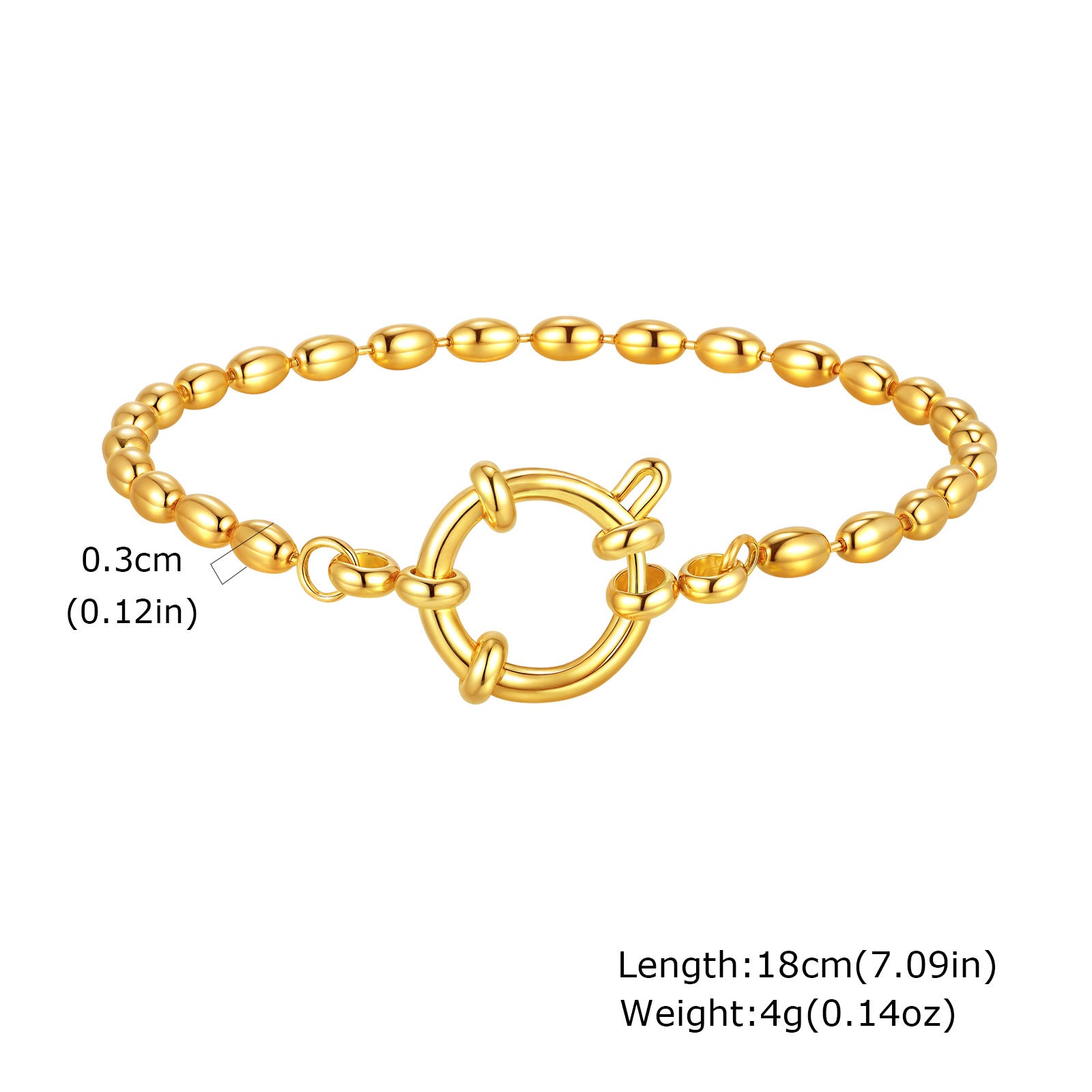 Wholesale Gold Tone Stainless Steel Twisted Chain Beaded Bracelet Stylish Fashion Jewelry Accessory For Women
