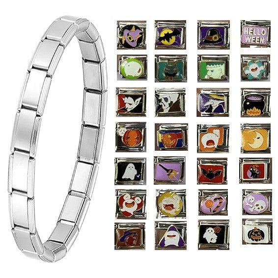 Wholesale Italian Charm Bracelet 9mm DIY Splicing Halloween Series Stainless Steel Composable Bracelet