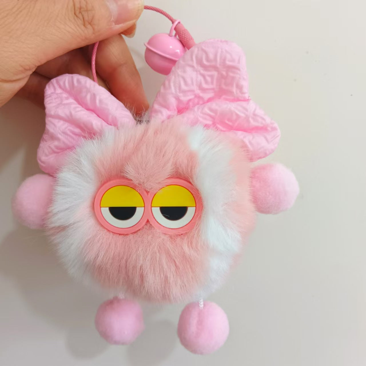 Wholesale cute little tennis ball rex rabbit fur keychain