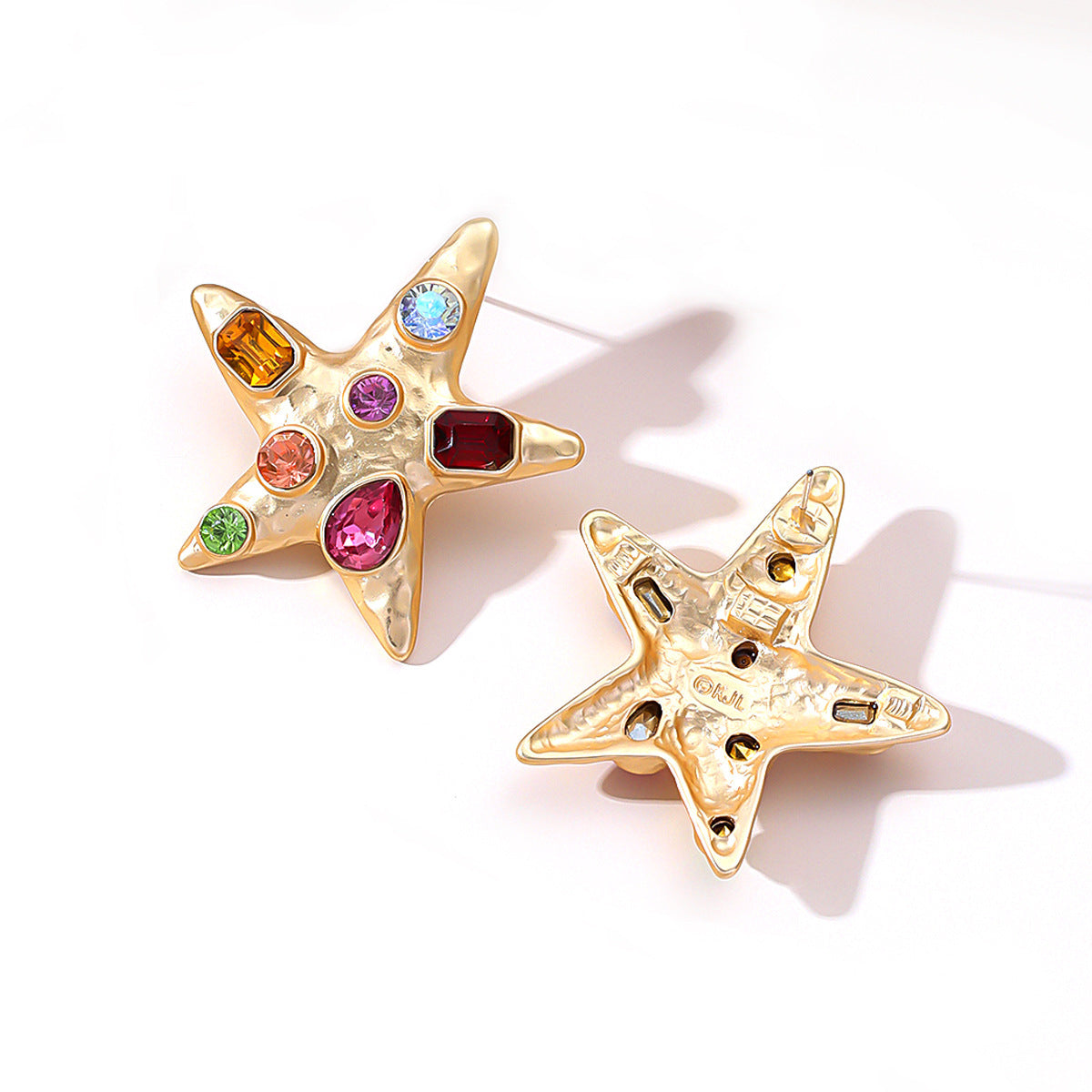 Wholesale Starfish Stud Earrings Alloy Diamond Design Fashion Jewelry Gift