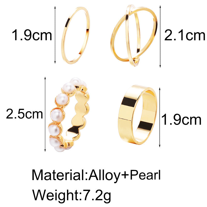 Wholesale Man-made Pearl Four-Piece Ring Set