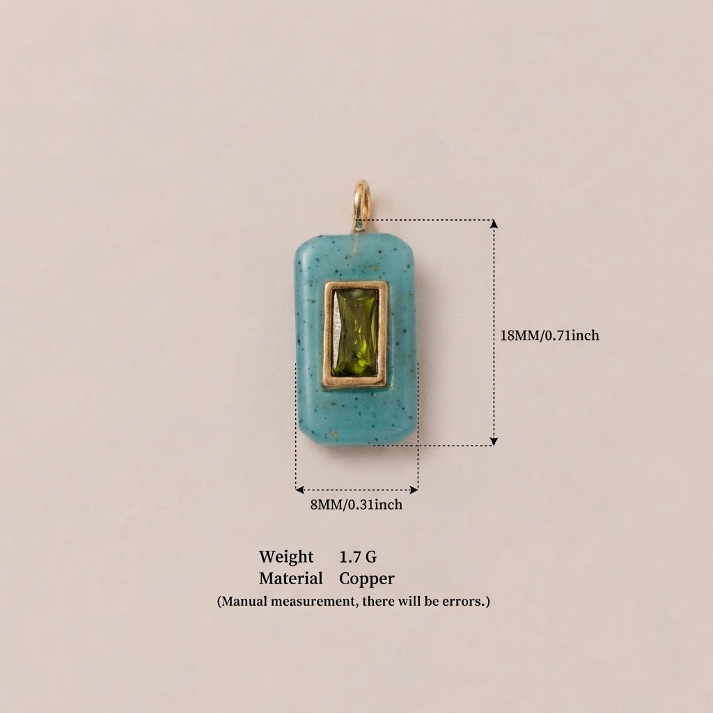 Wholesale Cross-Border Independent Website New Dopamine-Colored Birthstone Zircon Round and Square Cute DIY Pendant Gold-Plated