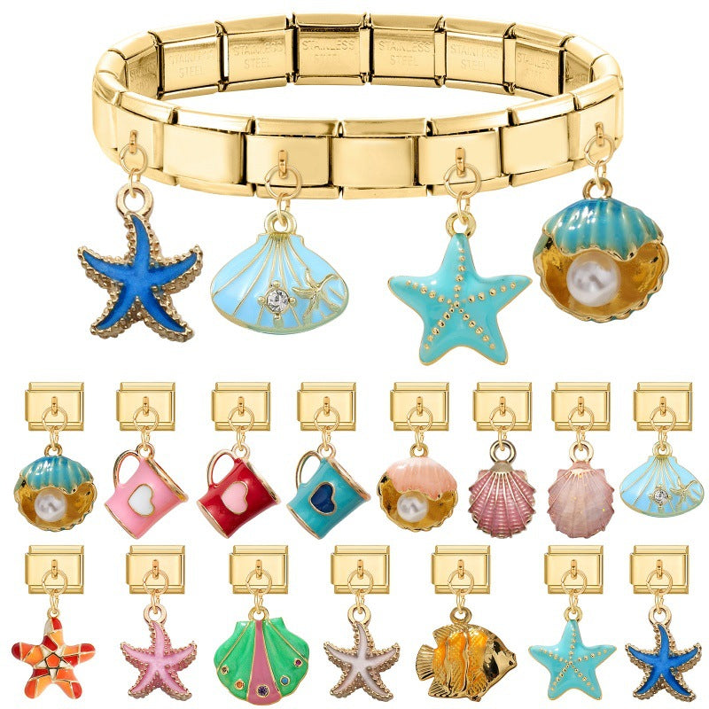Wholesale Italian Charm Bracelet 9mm DIY Creative Retro  Stainless Steel Composable Bracelet