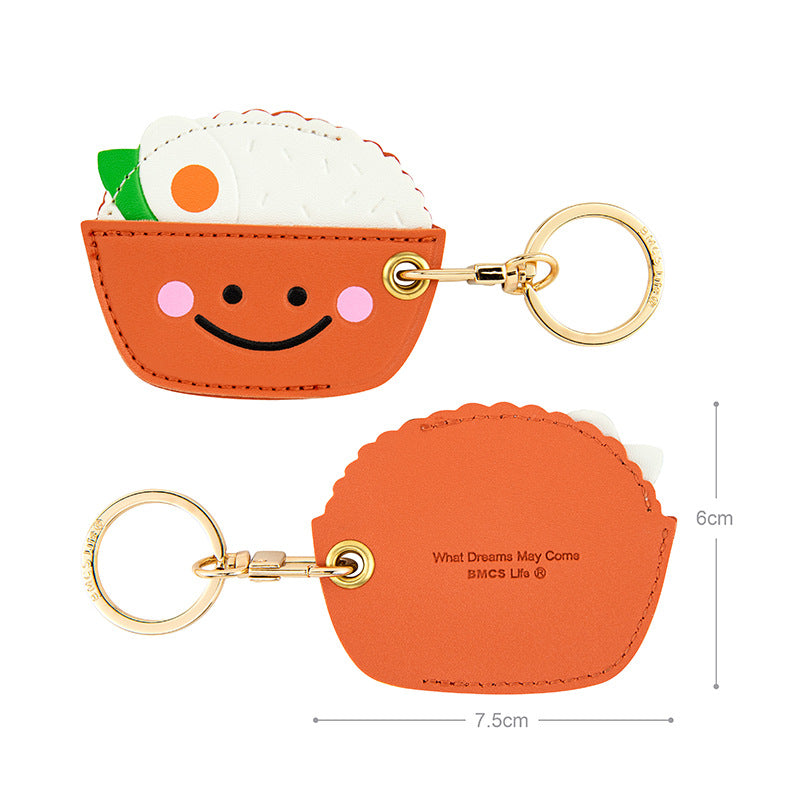 Wholesale Fruit Print Drop Shaped PU Leather Card Holder Keychain Cute Bag Charm Boutique Resale Gift