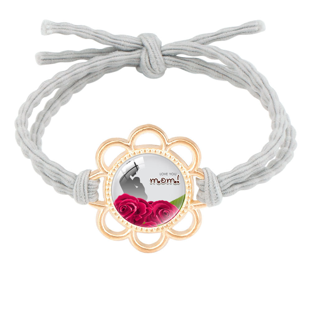 Wholesale mother's day jewelry hair rope bracelet dual-purpose alloy Mom