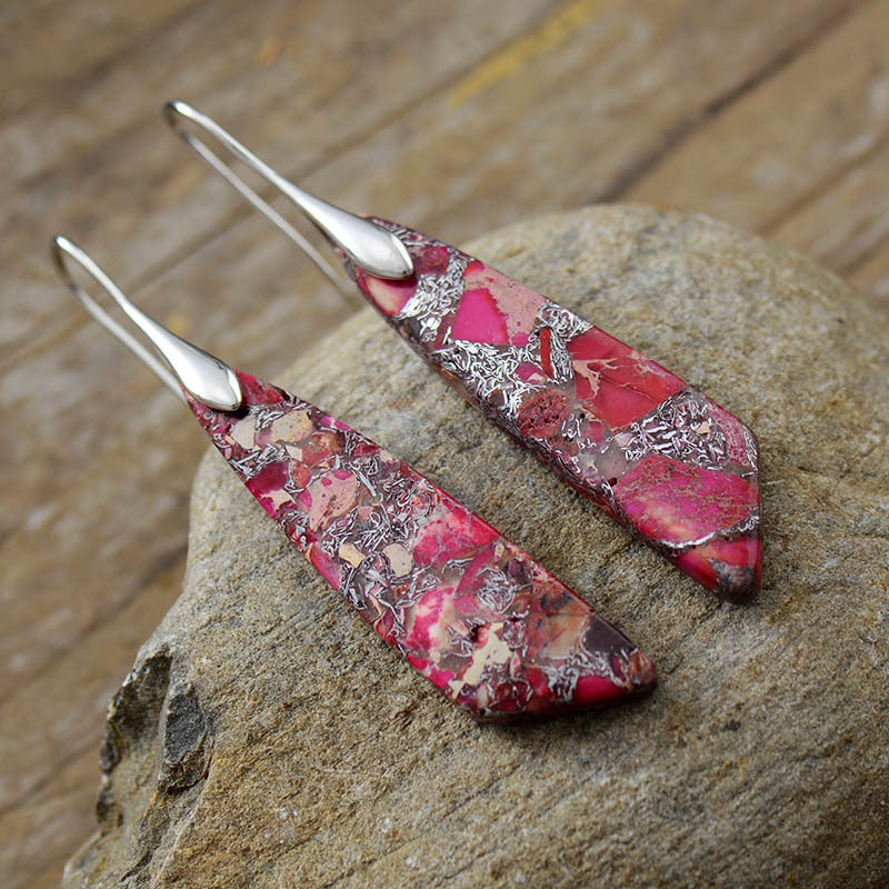 Wholesale Bohemian Imperial Stone Natural Stone Geometric Dangle Earrings ACC-ES-LZ001