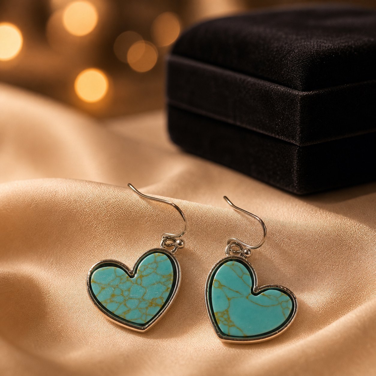 Wholesale Retro Heart-Shaped Turquoise Earrings Fashion Jewelry Accessory for Women Gift