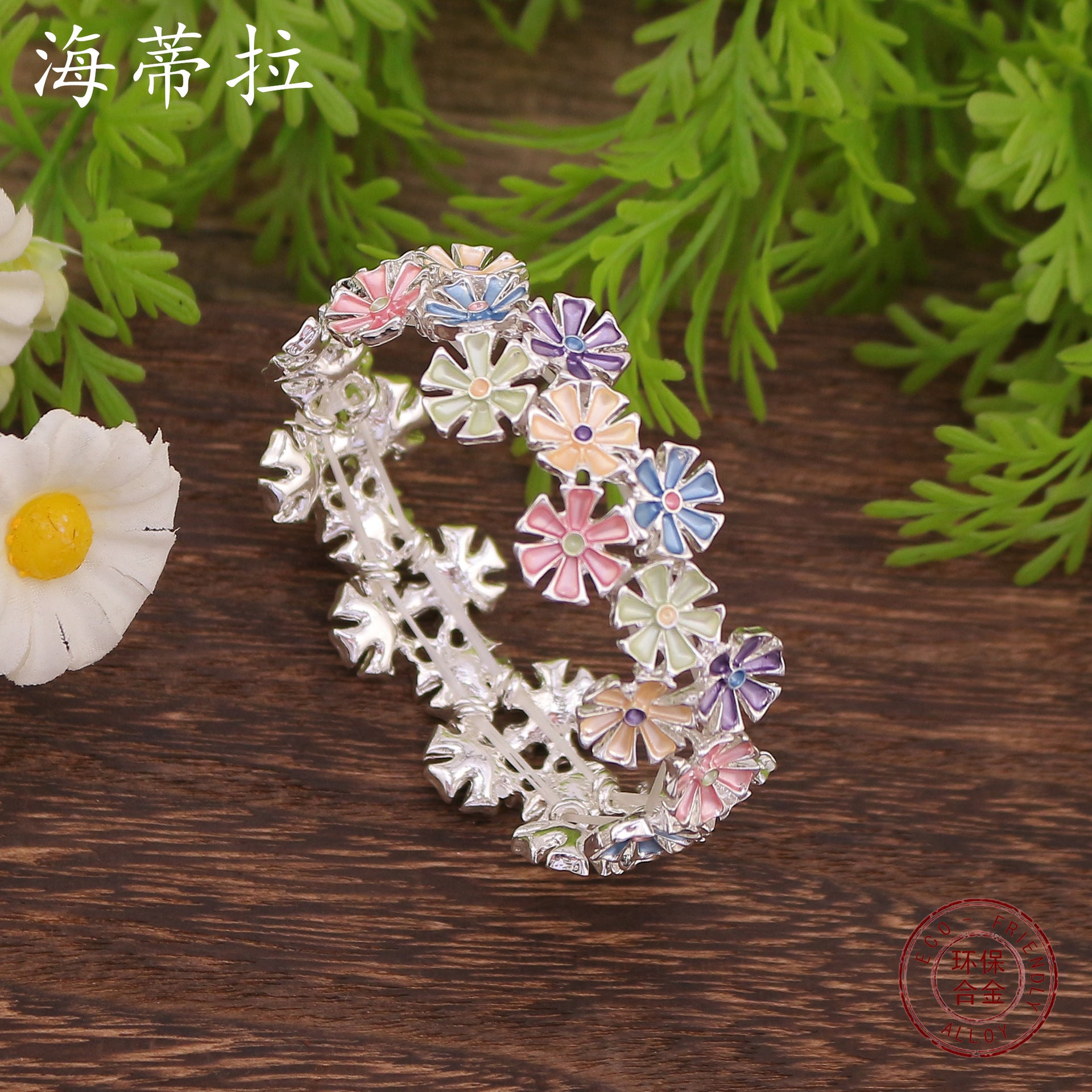 Wholesale  color painting oil geometric small flower elastic bracelet