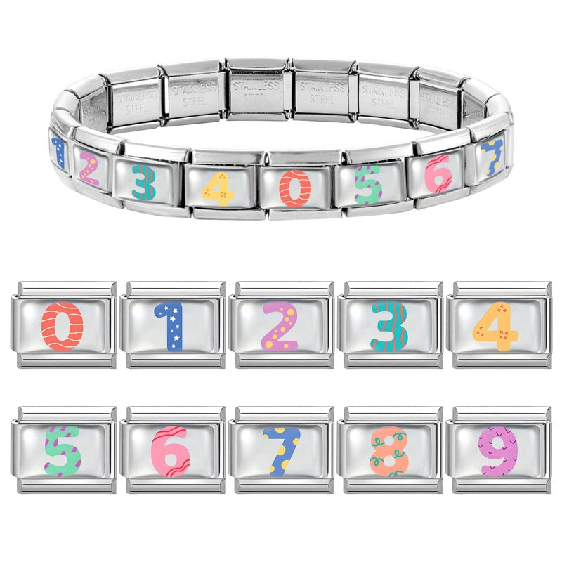 Wholesale Italian Striped Spot Creative DIY Module Bracelet Stainless Steel Jewelry Accessory Boutique Resale