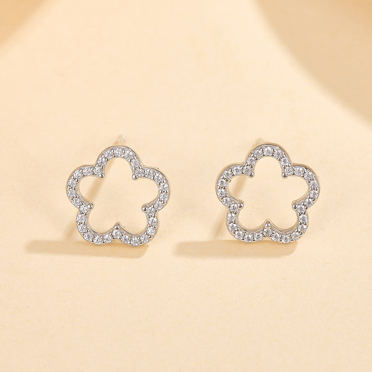 Wholesale S925 Sterling Silver Micro Inlaid Zircon Flower Earrings ACC-ES-JingXu001