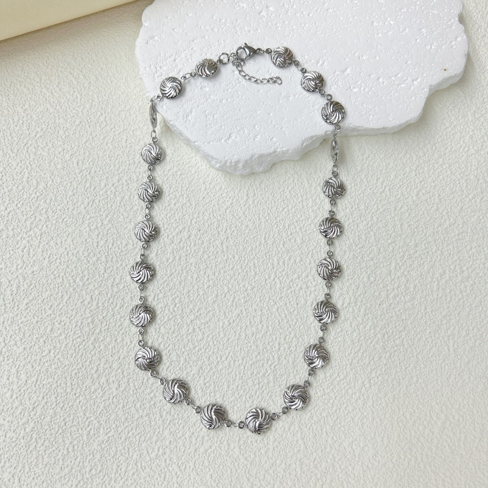 Wholesale  marine series stainless steel three-dimensional hollow shell necklace