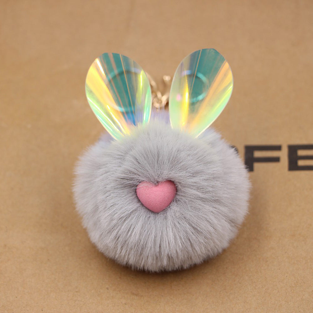 Wholesale Cute Color Changing Ears Rabbit Fur Ball Keychains ACC-KC-Zuge010