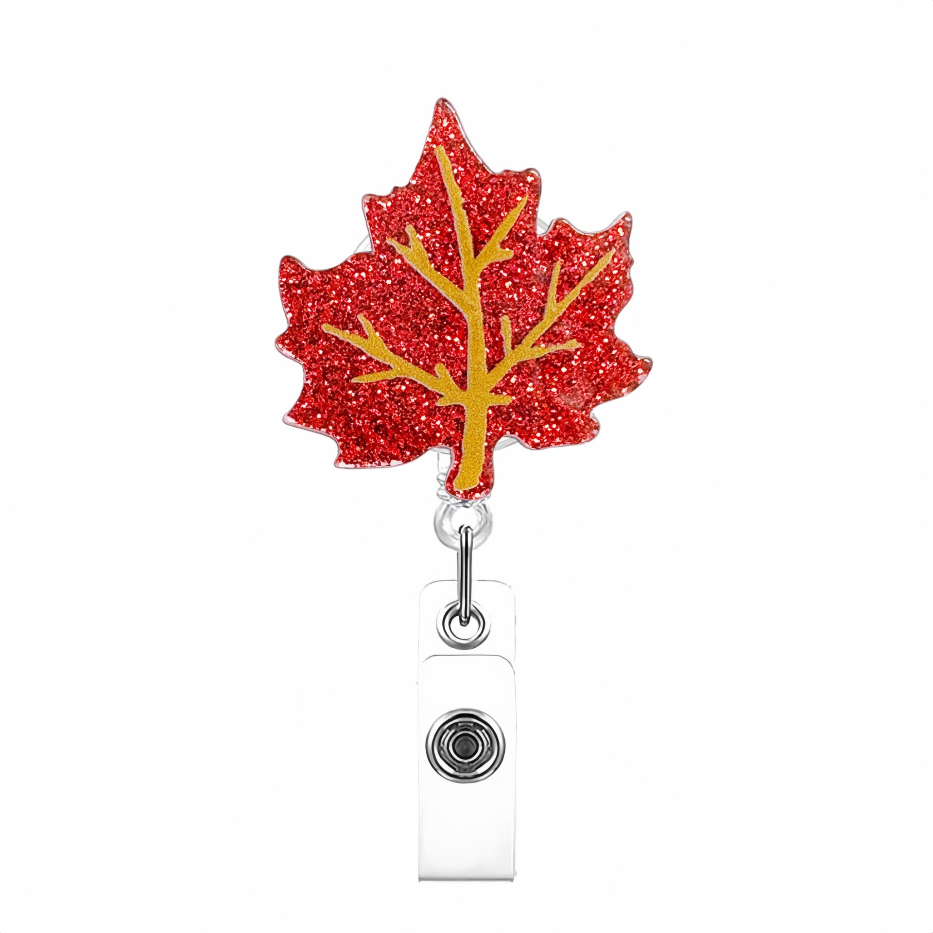 Wholesale Acrylic Red Leaf Thanksgiving Turkey Rotating Alligator Clip Badge