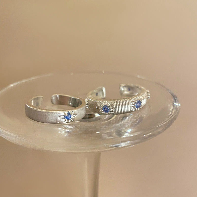 Wholesale Sea Blue Cross Zircon Ring