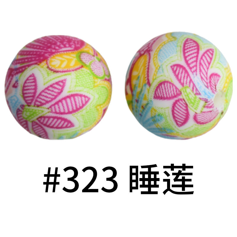 Wholesale 50pcs 15mm Western Style Leopard Skull Color Aztec Printed Silicone Balls Beads ACC-BDS-HeSheng004