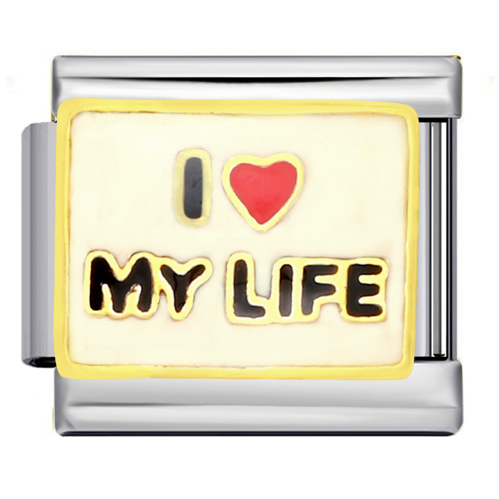 Wholesale Stainless steel welding gold-plated oil drop DIY Italian module Charms